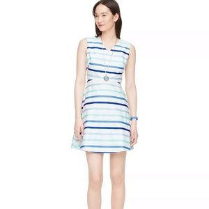 $328 Kate Spade Striped V-Neck Dress Bow Back